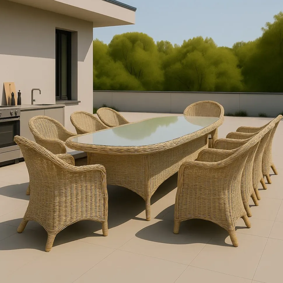 Utefåtölj i beige rotting - Mercury