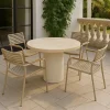 Utegrupp: 4 stolar och matbord Ø122 beige - Merca/Pino