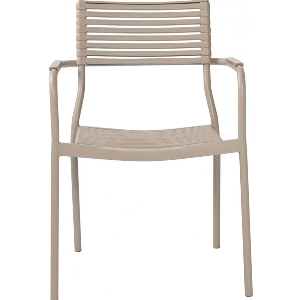 Utegrupp: 4 stolar och matbord Ø122 beige - Merca/Pino