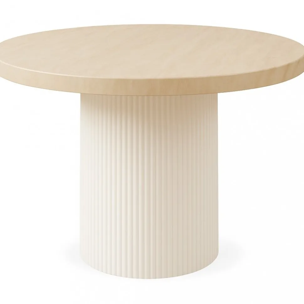 Utegrupp: 4 stolar och matbord Ø122 beige - Merca/Pino