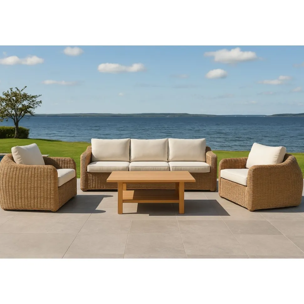 Utegrupp XL 2 st fåtöljer med 3-sits soffa och bord