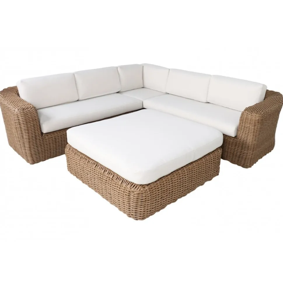 Utegrupp XL hörnsoffa med stort soffbord - St Tropez + Textilskydd för utemöbler