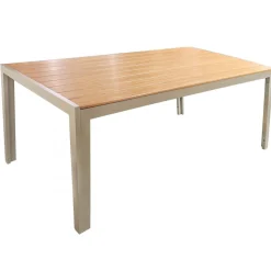 Utematgrupp: 6 st stolar med bord 205 x 90 cm beige/ek - Las Vegas