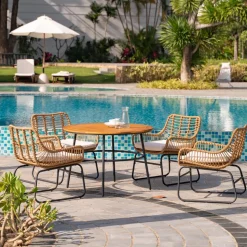 Utematstol Sommar i konstrotting Beige / Svart - 2 st