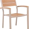 Utestol beige metall med armstöd i trä look - Las Vegas + Textilskydd för utemöbler