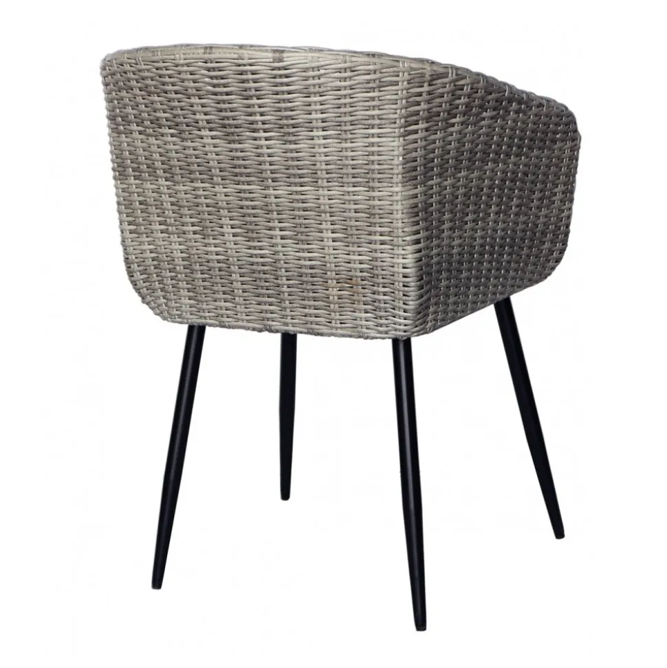 Utestol grå med dyna rotting + Rengöringsmedel för utemöbler