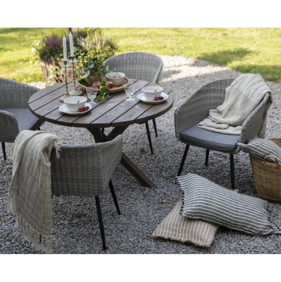 Utestol grå med dyna rotting + Textilskydd för utemöbler