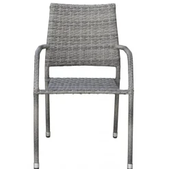 Utestol grå rotting stapelbar + Textilskydd för utemöbler