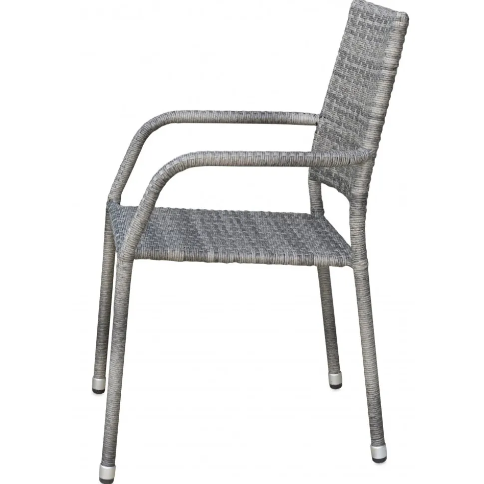 Utestol grå rotting stapelbar + Textilskydd för utemöbler