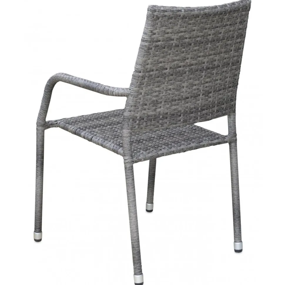 Utestol grå rotting stapelbar + Textilskydd för utemöbler