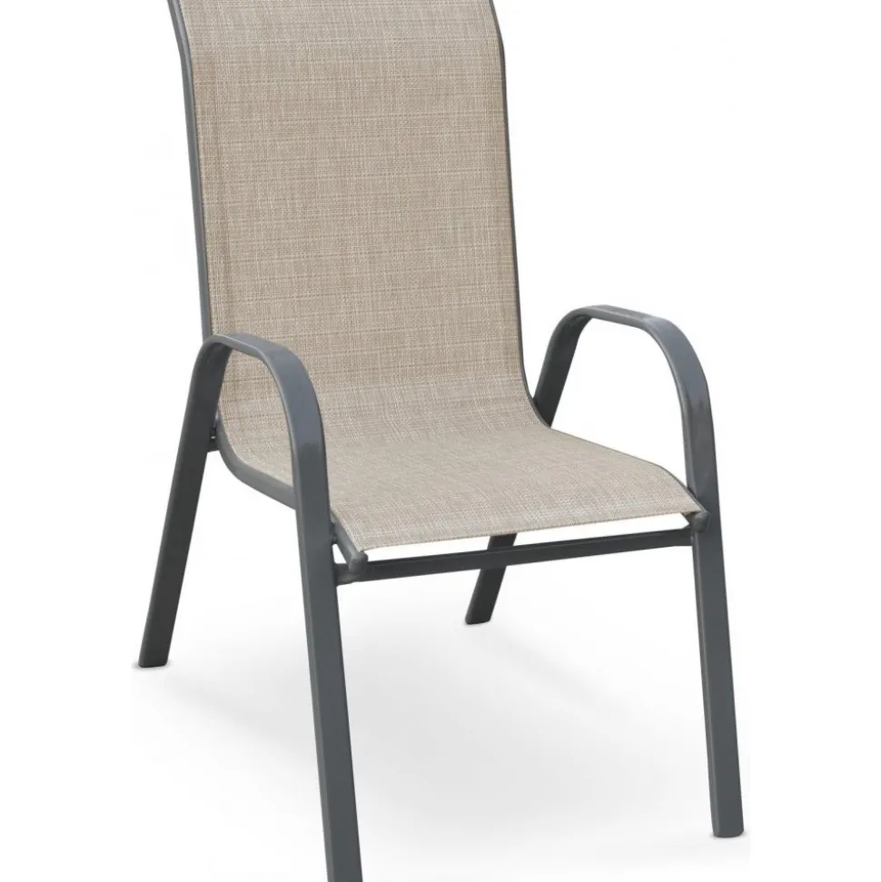 Utestol stapelbar - Grå / Beige mesh + Textilrengöring för möbler