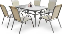 Utestol stapelbar - Grå / Beige mesh + Fläckborttagare för möbler