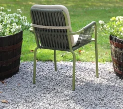 Utestol stapelbar grön med beige dyna - Lincoln