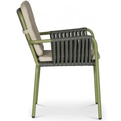 Utestol stapelbar grön med beige dyna - Lincoln