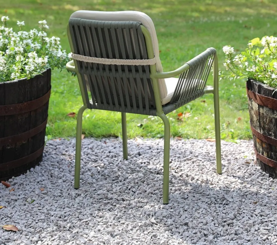 Utestol stapelbar grön med beige dyna - Lincoln + Fläckborttagare för möbler