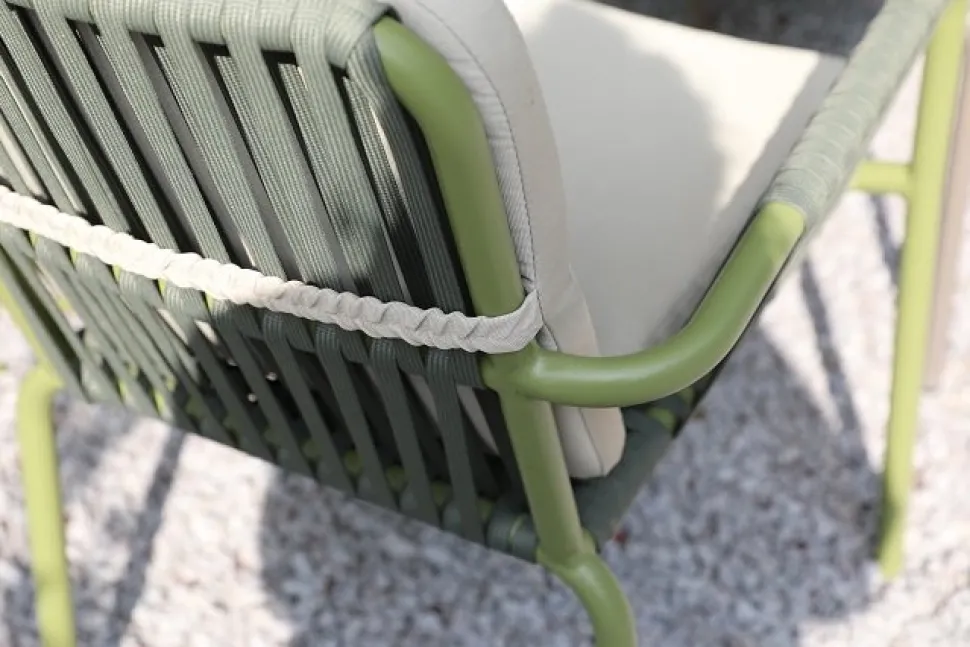 Utestol stapelbar grön med beige dyna - Lincoln + Fläckborttagare för möbler