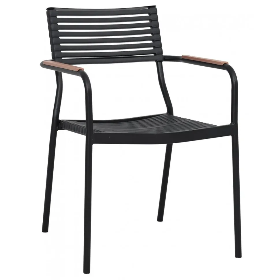 Utestol svart aintwood handtag stapelbar + Rengöringsmedel för utemöbler