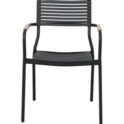 Utestol svart aintwood handtag stapelbar + Textilskydd för utemöbler