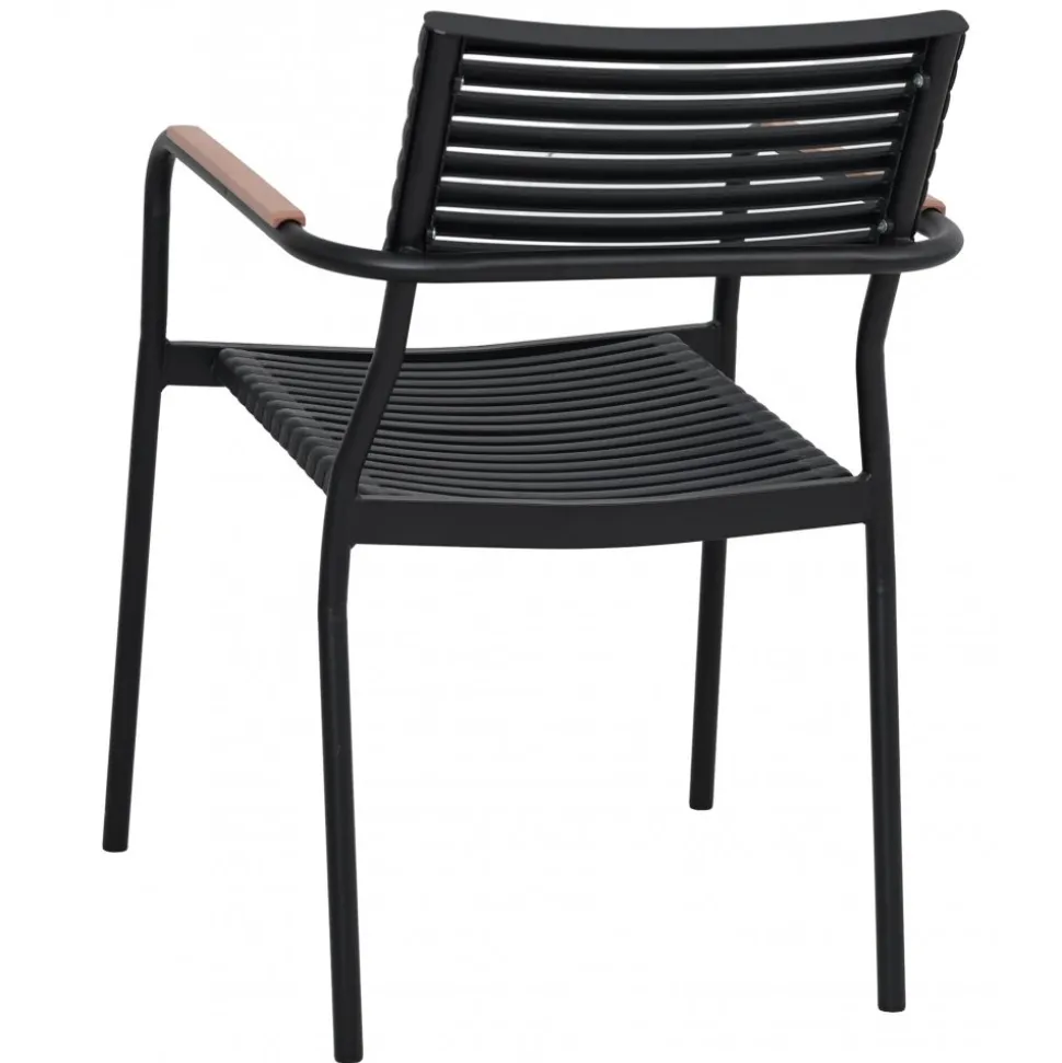 Utestol svart aintwood handtag stapelbar + Textilskydd för utemöbler