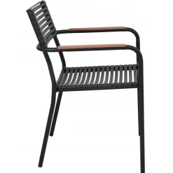 Utestol svart aintwood handtag stapelbar + Textilskydd för utemöbler