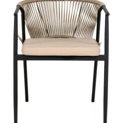 Utestol svart med beige dyna stapelbar - Napoli