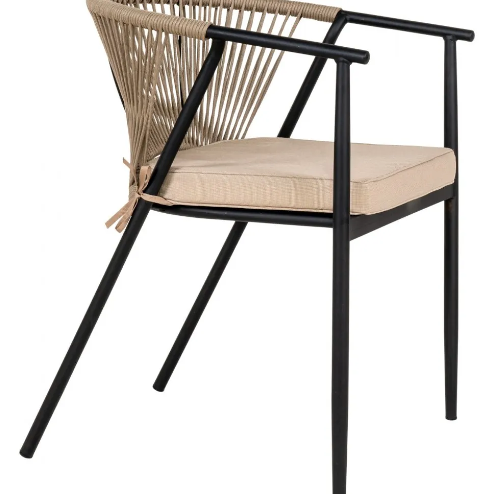 Utestol svart med beige dyna stapelbar - Napoli + Textilskydd för utemöbler