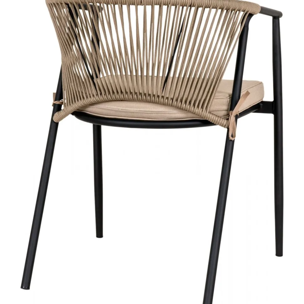 Utestol svart med beige dyna stapelbar - Napoli + Textilskydd för utemöbler