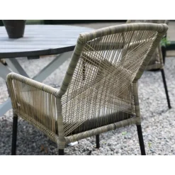 Utestol tvinnad rotting med grå dyna + Rengöringsmedel för utemöbler