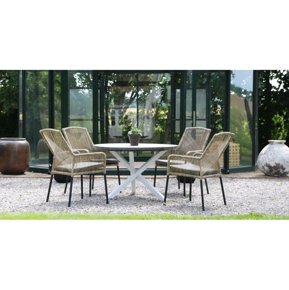 Utestol tvinnad rotting med grå dyna + Rengöringsmedel för utemöbler