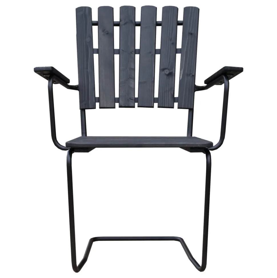 Utestol Vaxholm i fjäderstål - Svart + Textilskydd för utemöbler