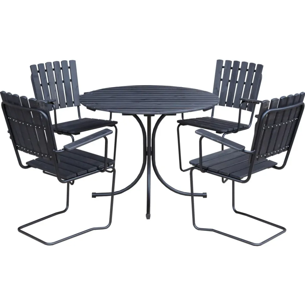 Utestol Vaxholm i fjäderstål - Svart + Rengöringsmedel för utemöbler