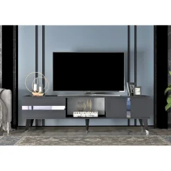 Vania TV-bänk - Antracit/silver