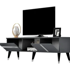 Vania TV-bänk - Antracit/silver