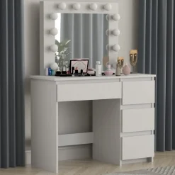 Vanity vitt sminkbord med belysning