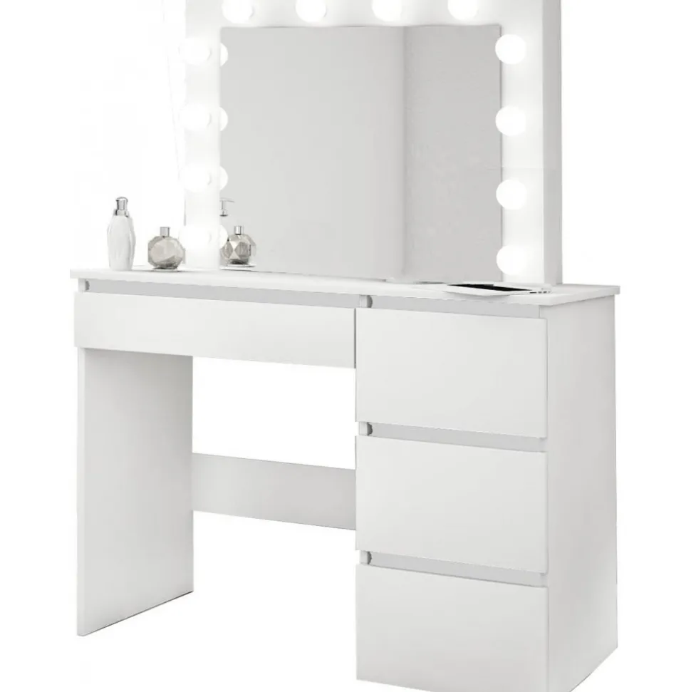 Vanity vitt sminkbord med belysning