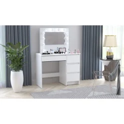 Vanity vitt sminkbord med belysning