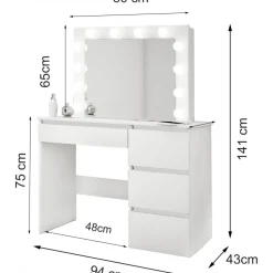 Vanity vitt sminkbord med belysning