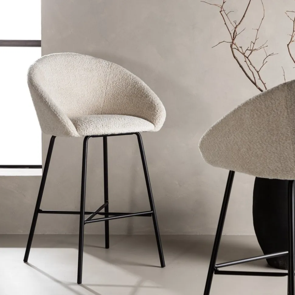 Velvet barstol - Vit