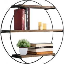 Vägghylla rund svart Ø60 cm