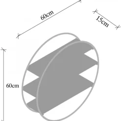 Vägghylla rund svart Ø60 cm