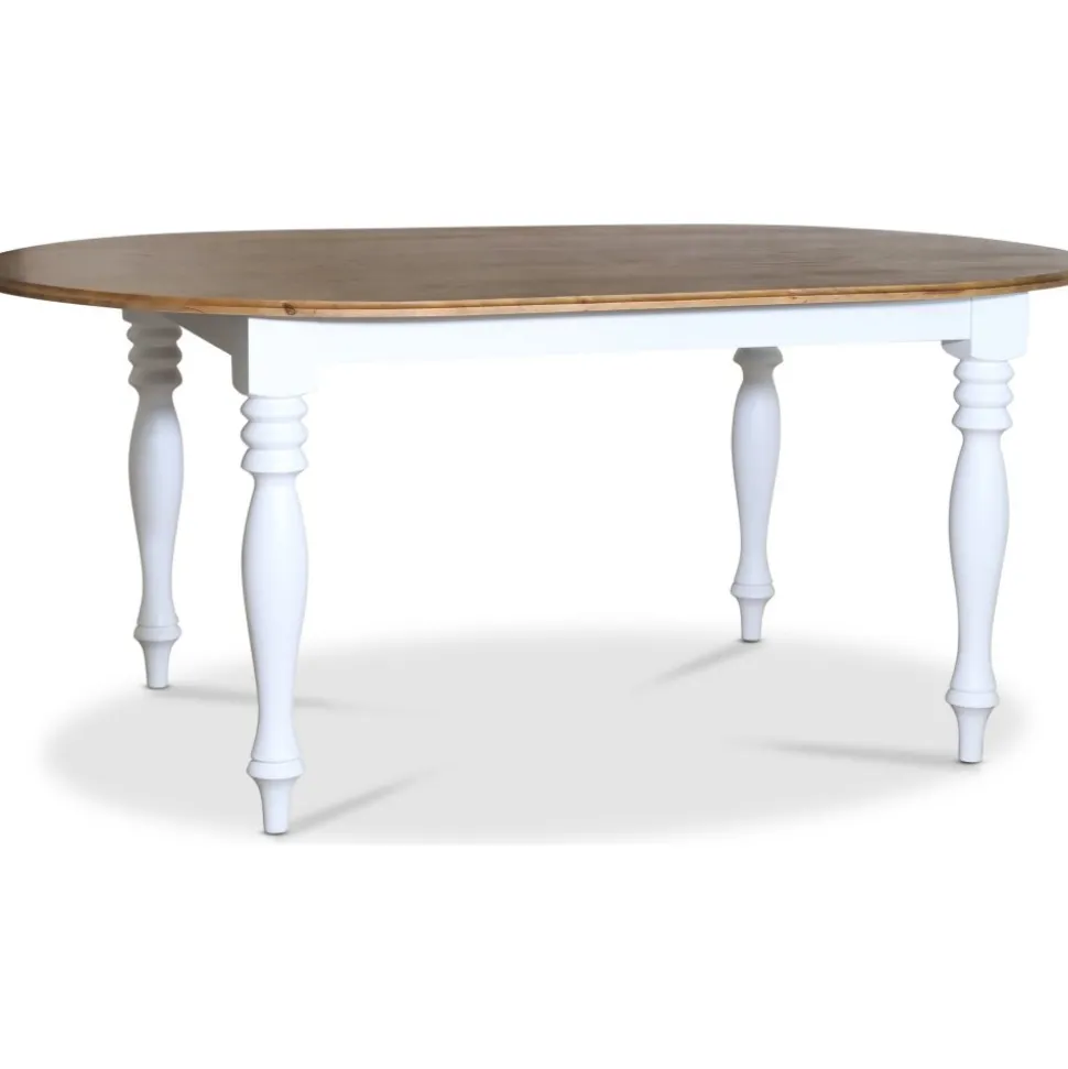 Victoria vitt ovalt matbord med brun toppskiva + Fläckborttagare för möbler