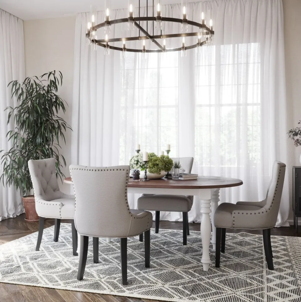 Victoria vitt ovalt matbord med brun toppskiva + Fläckborttagare för möbler