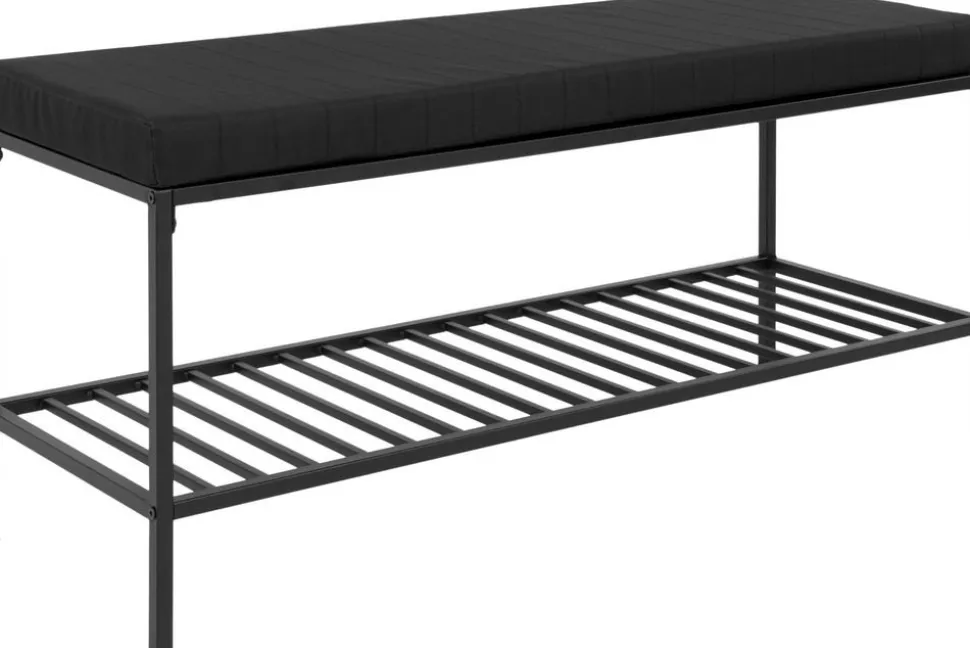 Vilda bänk med hyllplan - Svart