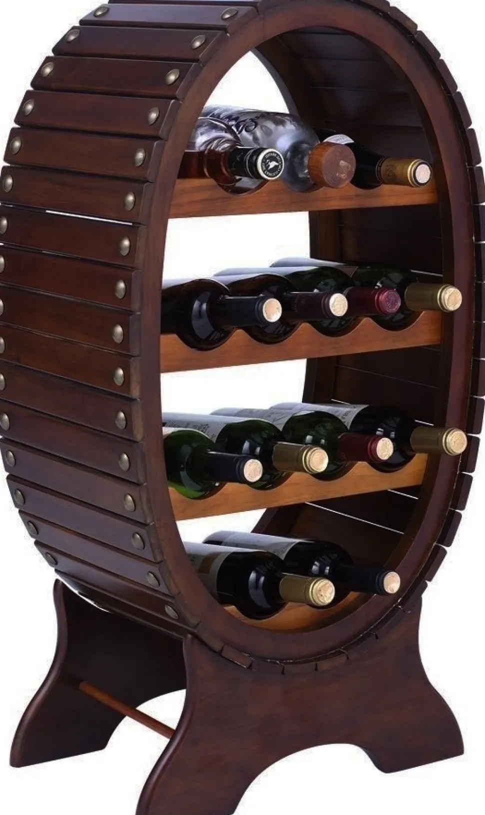 Vinställ för 13 st flaskor - Mahogny + Möbeltassar