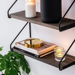 Viola vägghylla - Svart/valnöt