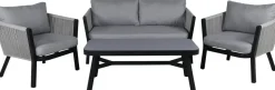 Virya soffgrupp - Svart/Grå + Textilskydd för utemöbler