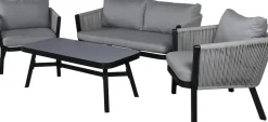 Virya soffgrupp - Svart/Grå + Textilskydd för utemöbler