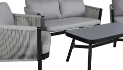 Virya soffgrupp - Svart/Grå + Textilskydd för utemöbler