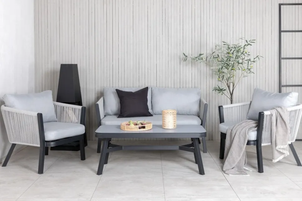 Virya soffgrupp - Svart/Grå + Rengöringsmedel för utemöbler