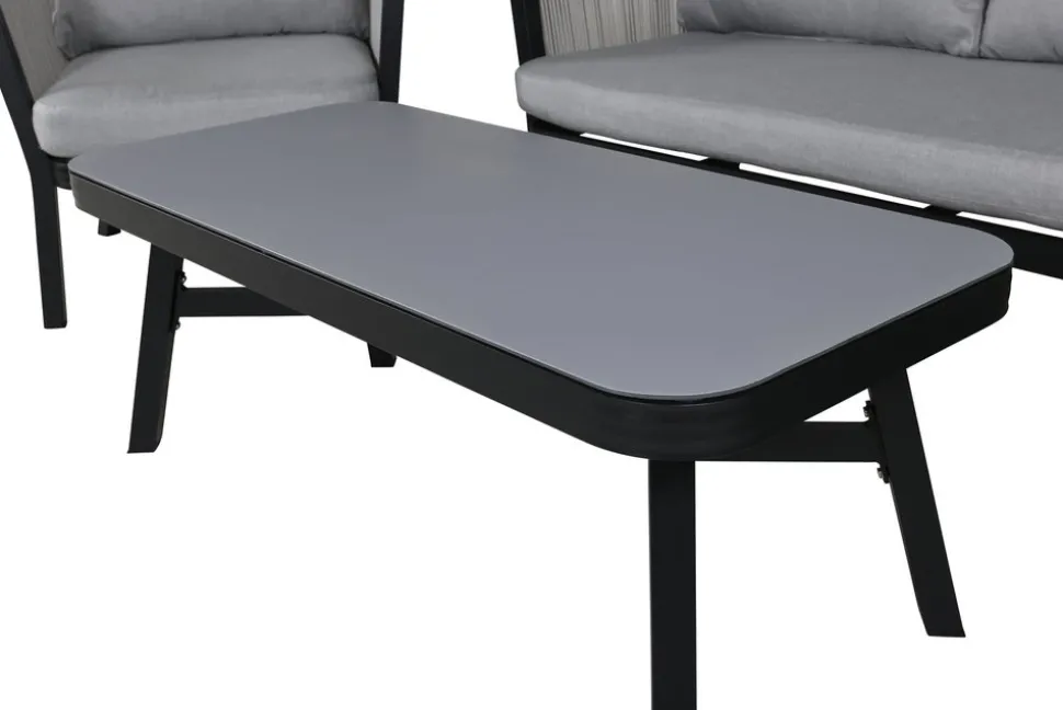 Virya soffgrupp - Svart/Grå + Rengöringsmedel för utemöbler